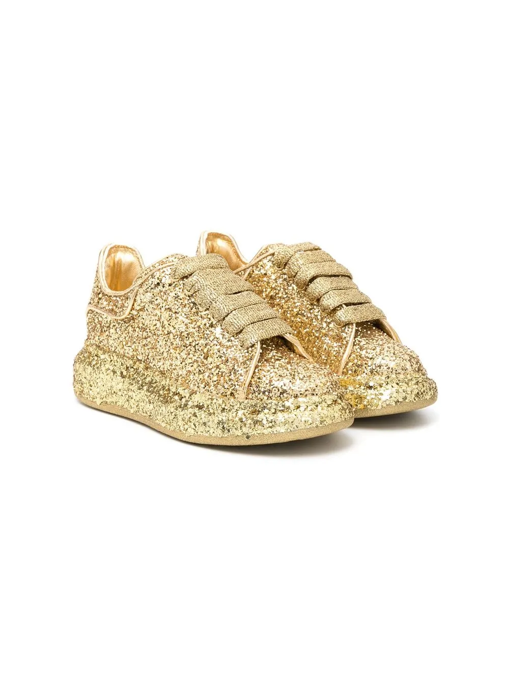 

Alexander McQueen Kids tenis bajos con glitter - Dorado