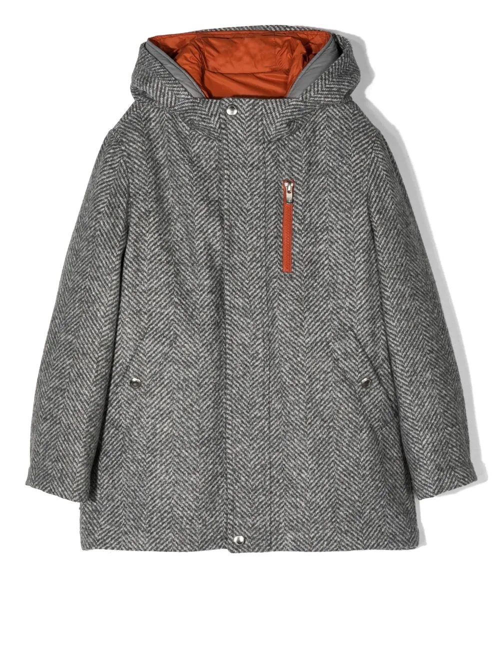 

Brunello Cucinelli Kids short herringbone-pattern coat - Grey