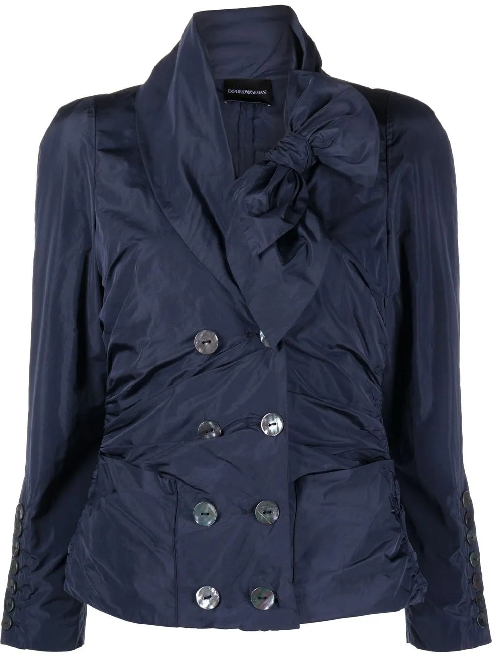

Emporio Armani bow-detail double-breasted fitted jacket - Blue