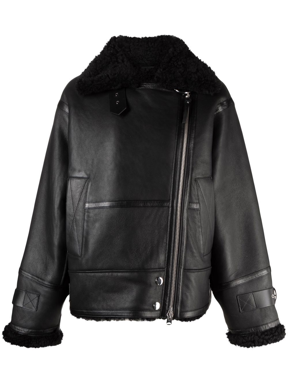 Shoreditch Ski Club Leather Biker Jacket In Black | ModeSens