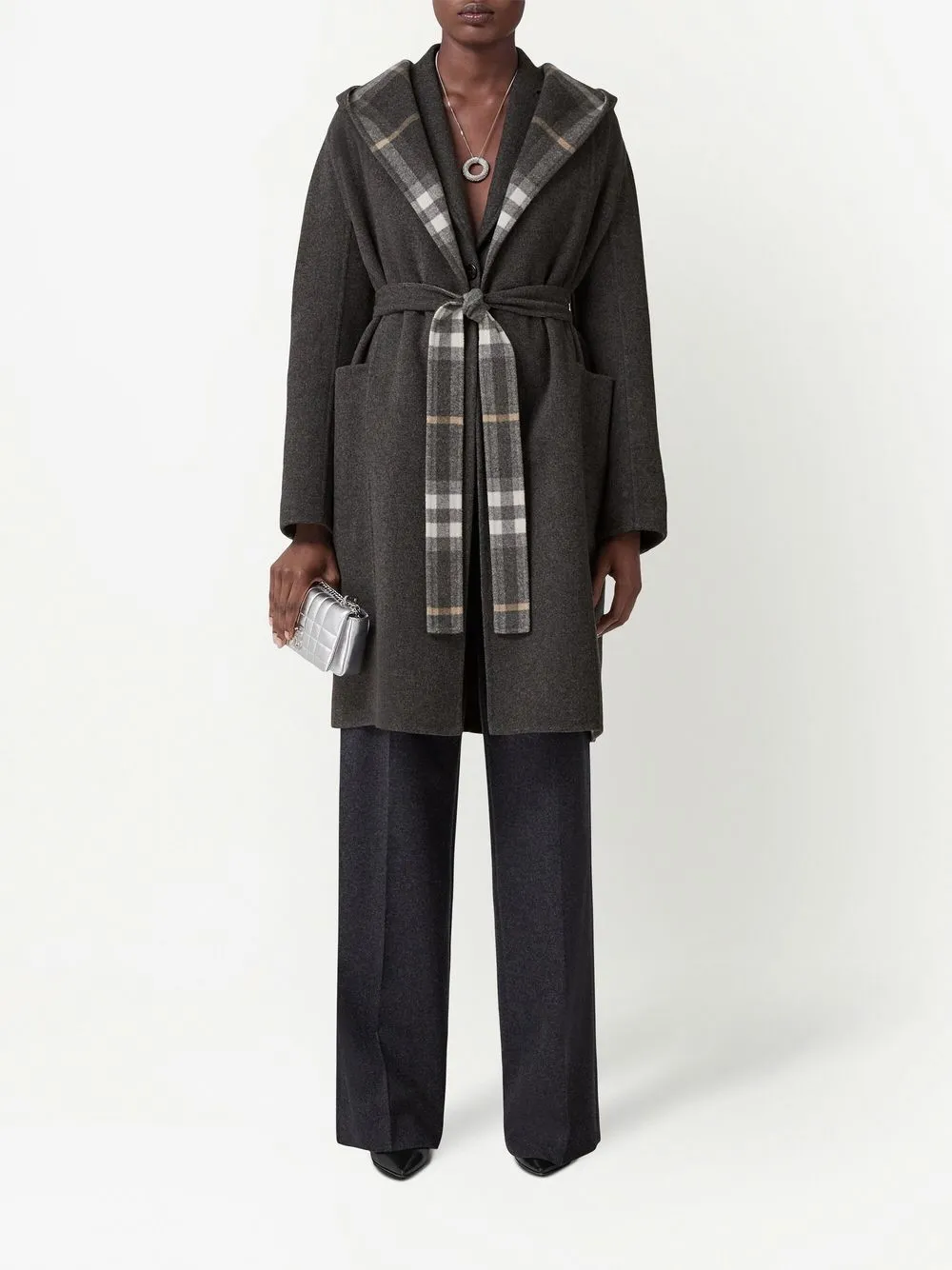 Burberry Vintage Check Lining Belted Coat Farfetch