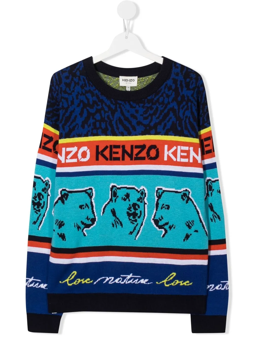 

Kenzo Kids patterned intarsia-knit jumper - Blue