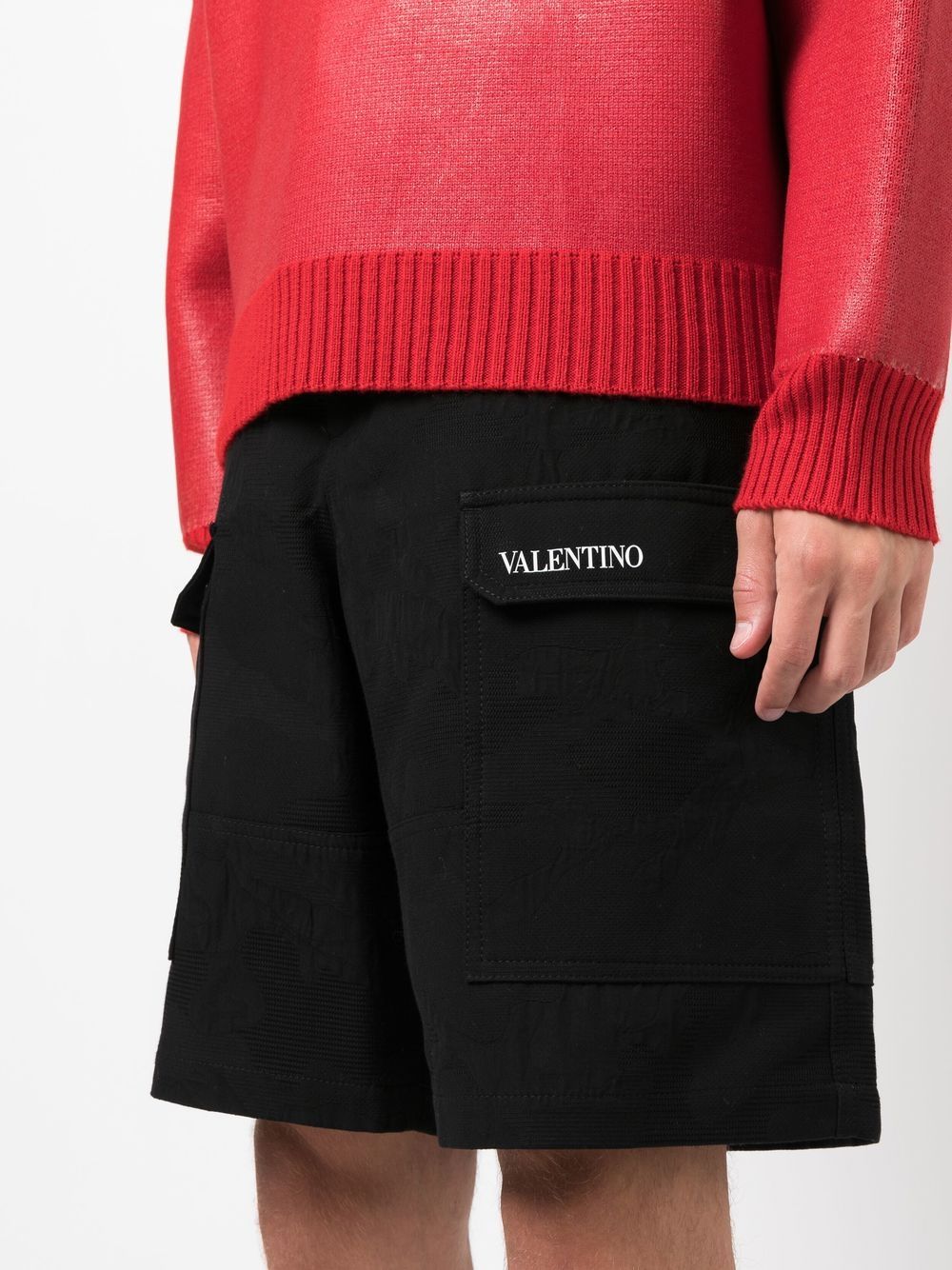 Shop Valentino Logo-print Cargo Shorts In Black
