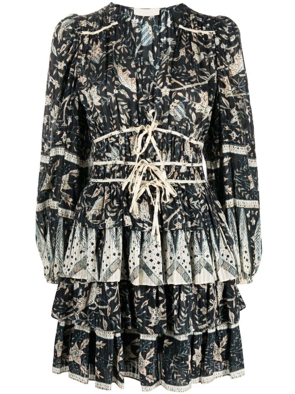 

Ulla Johnson vestido corto Nina a capas - Azul