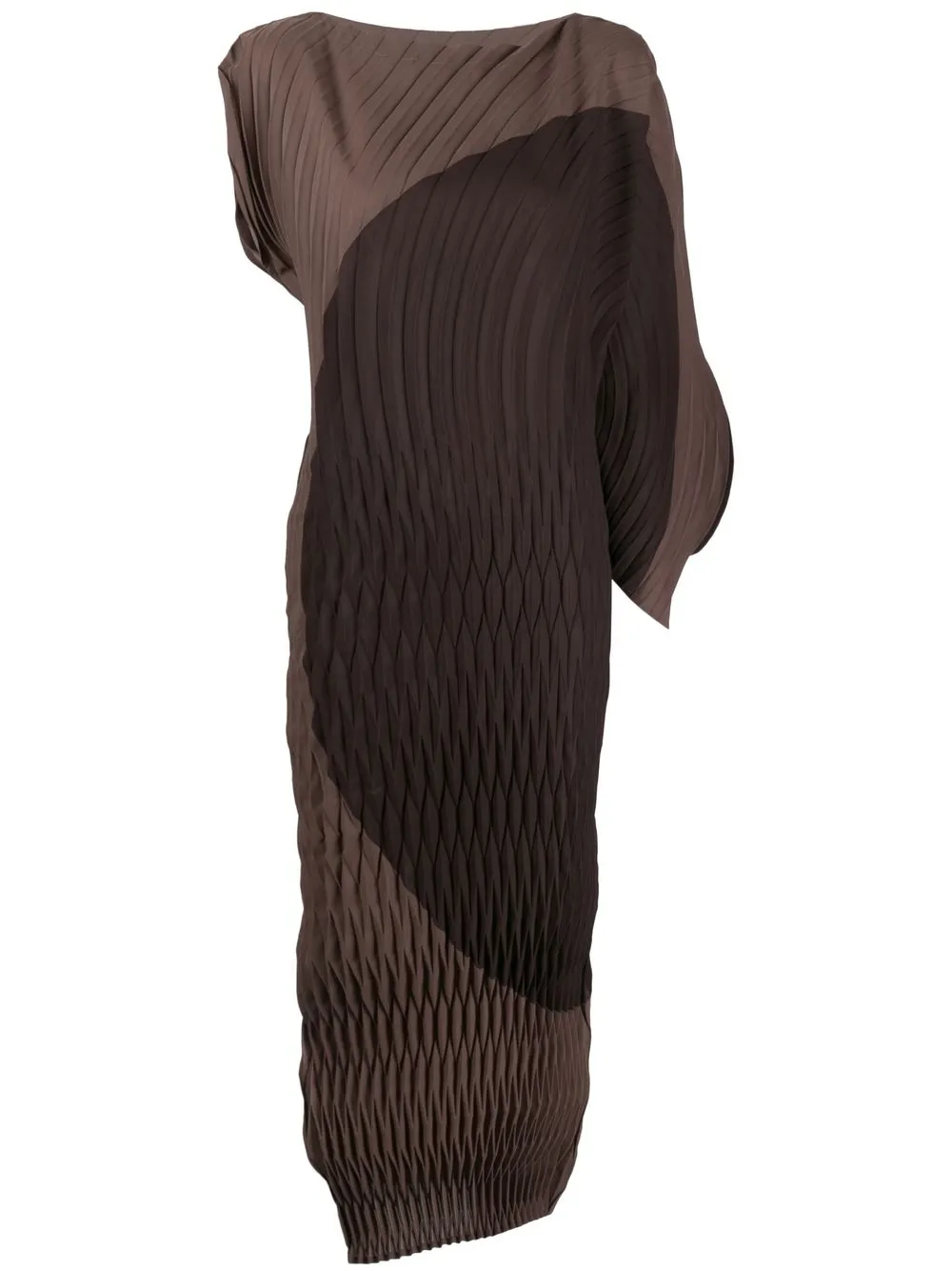 

Issey Miyake vestido midi con diseño colour block - Marrón