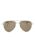 Montblanc logo-print round-frame sunglasses - Gold