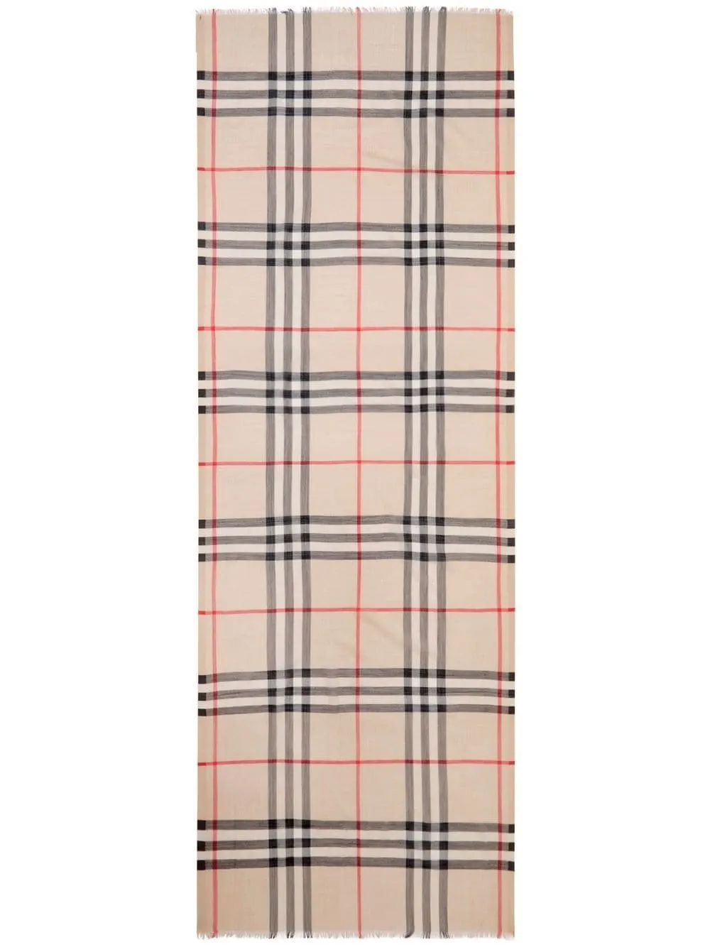 Burberry Check Wool Scarf In Neutrals