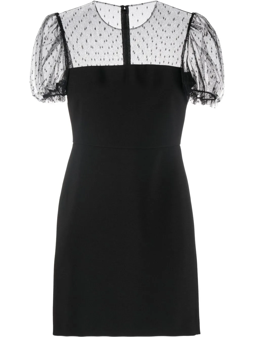 

RED Valentino vestido corto con mangas point d'esprit - Negro