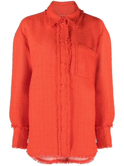 Surchemise en tweed à franges - MSGM - Modalova