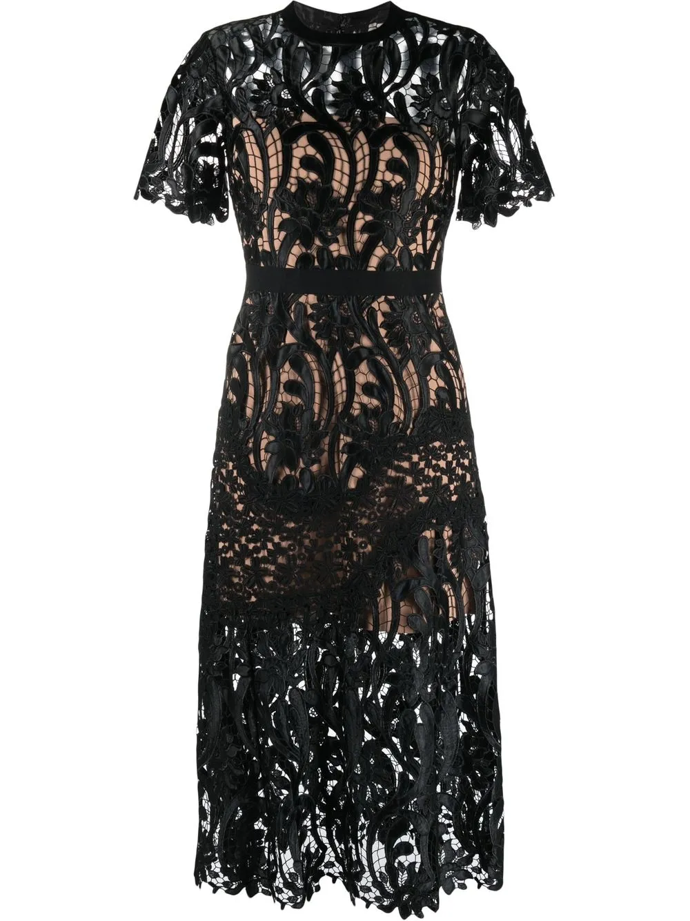 

Self-Portrait vestido con encaje floral - Negro
