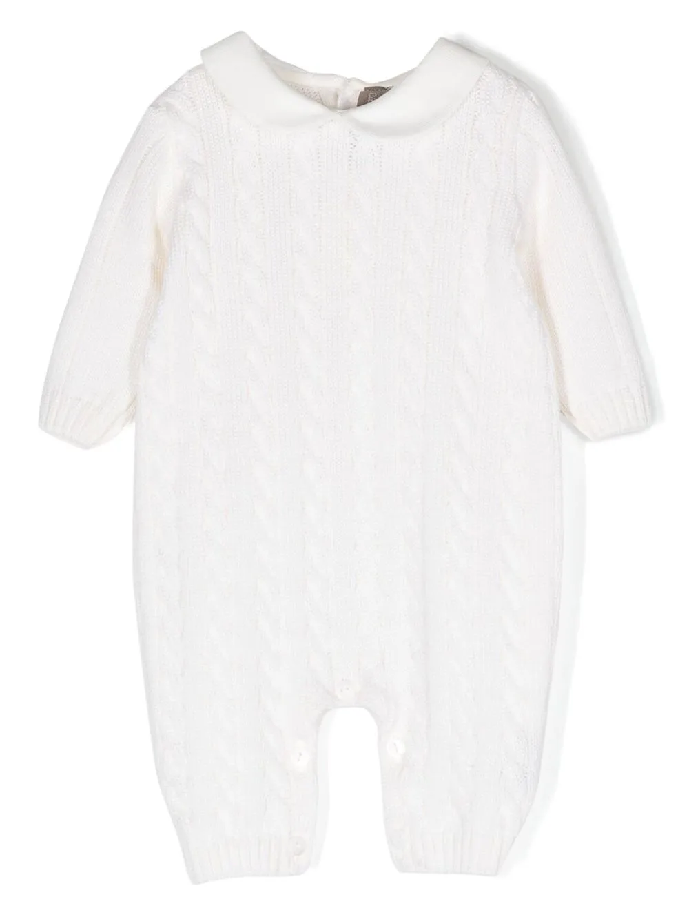 

Little Bear cable-knit wool babygrow - White