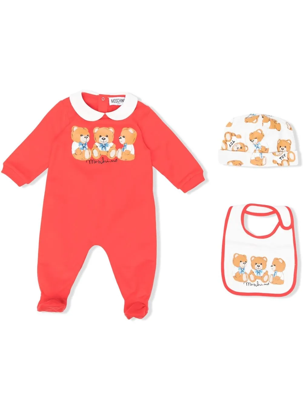

Moschino Kids set de mameluco con estampado Teddy Bear - Rojo