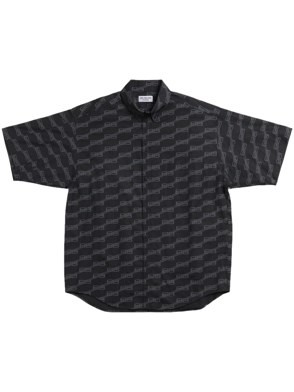 Balenciaga Monogram-print Cotton Shirt In Black