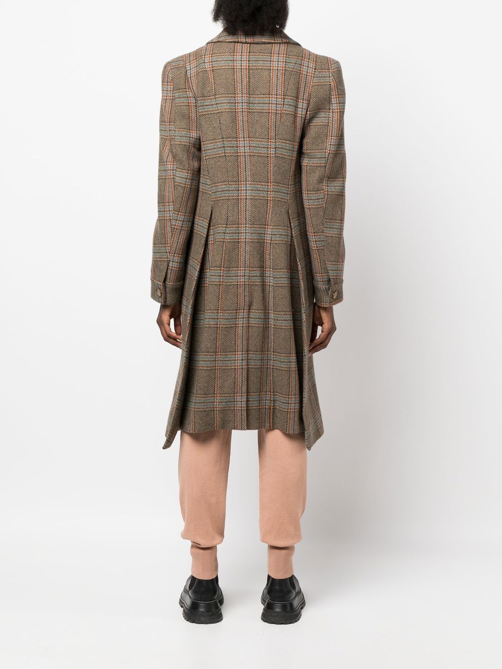 Shop Vivienne Westwood Check-print Knee-length Coat In Brown