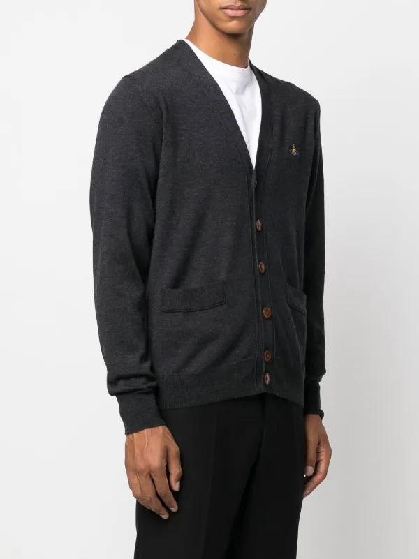 Vivienne Westwood Orb-embroidered Virgin Wool Cardigan - Black