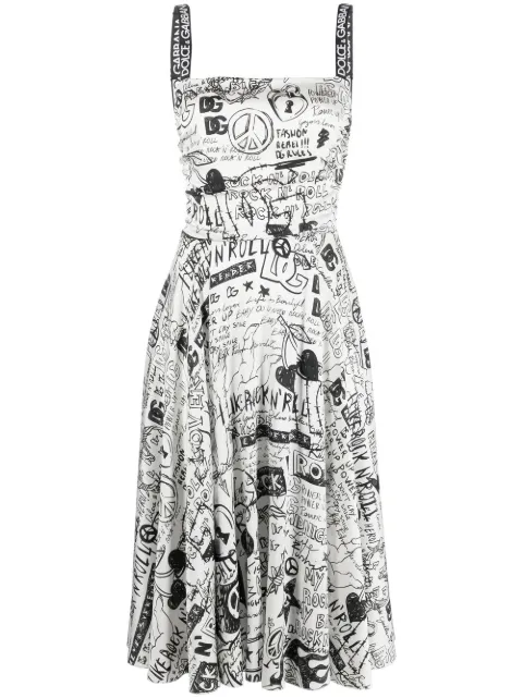 Dolce & Gabbana graphic-print square-neck midi dress