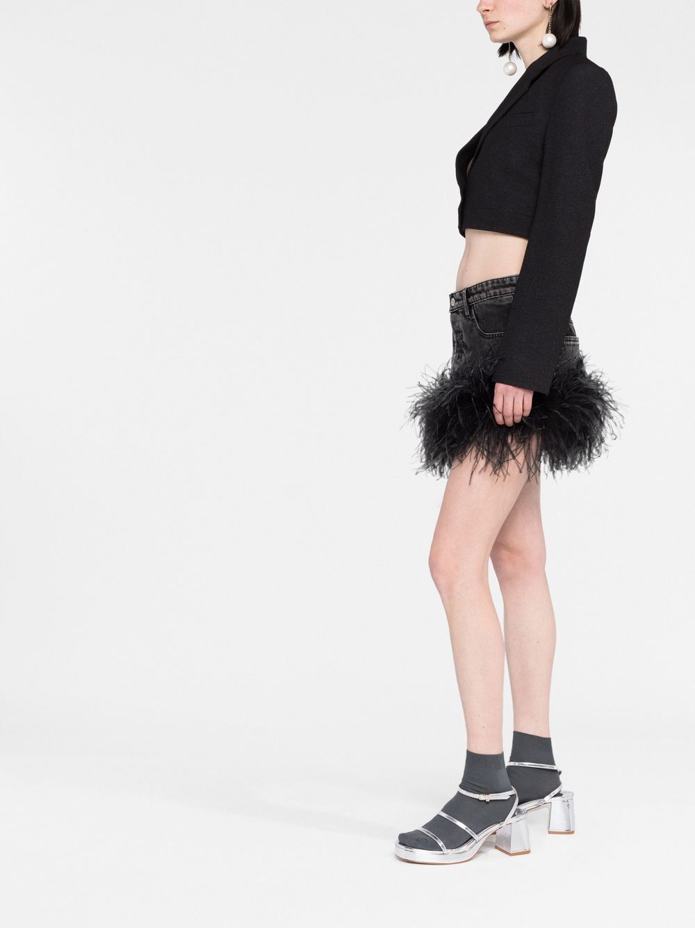 Cheap Miu Miu feather denim skirt Women