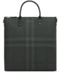 Burberry check-pattern leather-trim tote bag - Black