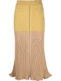 Rabanne panelled rib-detail midi skirt - Yellow