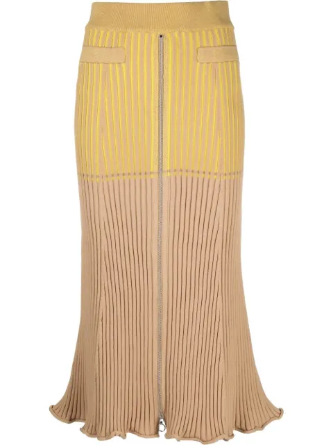 Rabanne panelled rib-detail midi skirt
