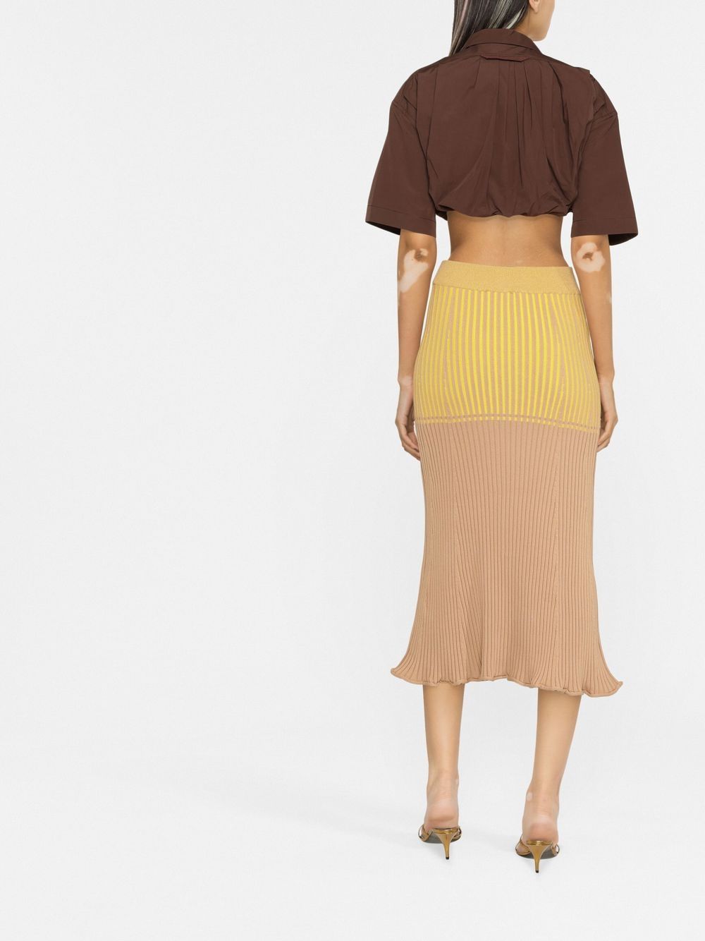 Rabanne panelled rib-detail midi skirt Women