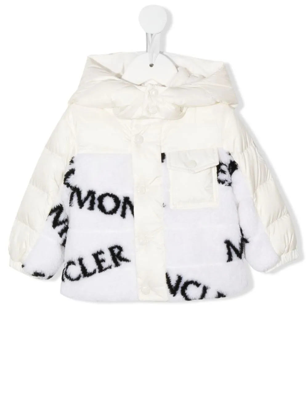 

Moncler Enfant chamarra capitonada con logo estampado - Blanco