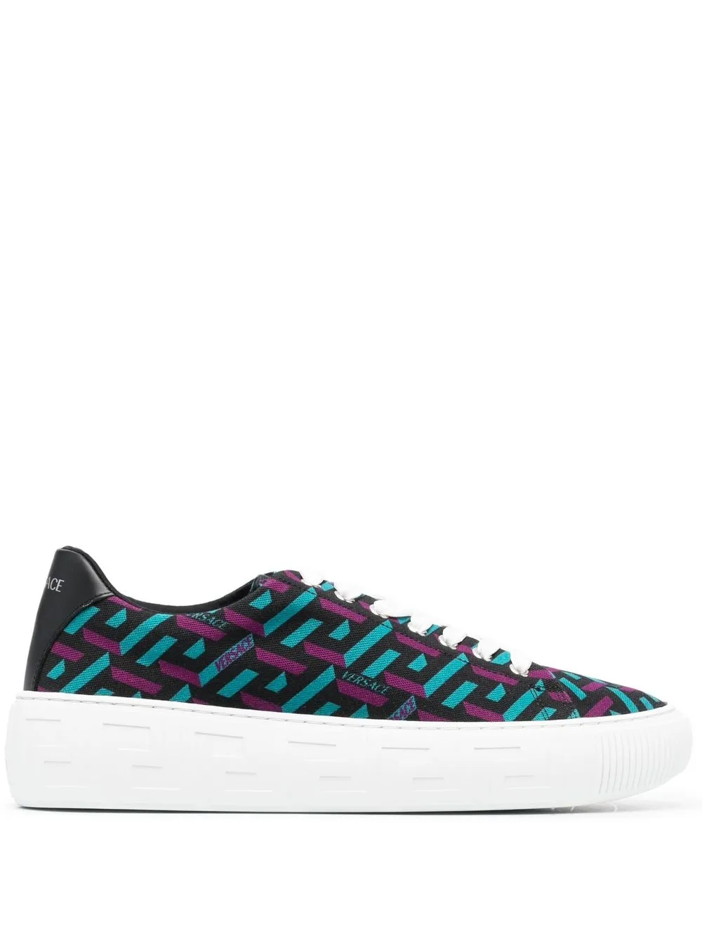 

Versace tenis con estampado La Greca - Negro