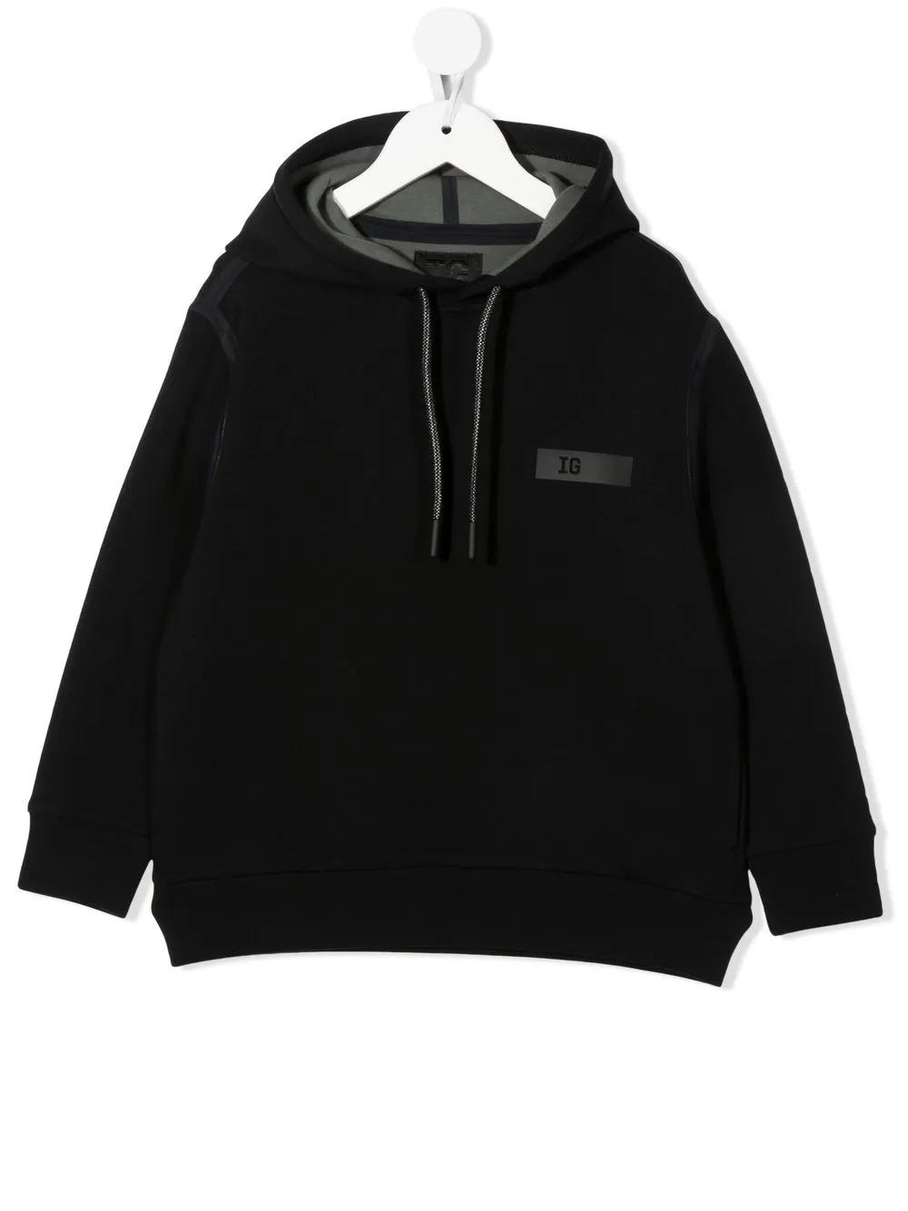 

Il Gufo logo-patch contrast-trimmed hoodie - Black