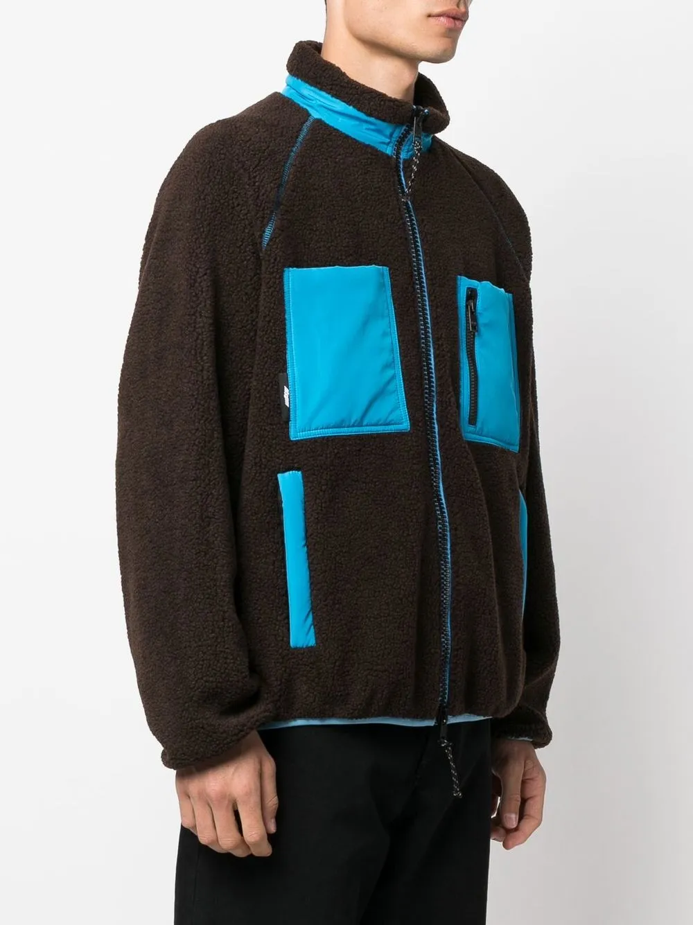  Msgm Fleecejacke Mit Logo Patch   Braun 