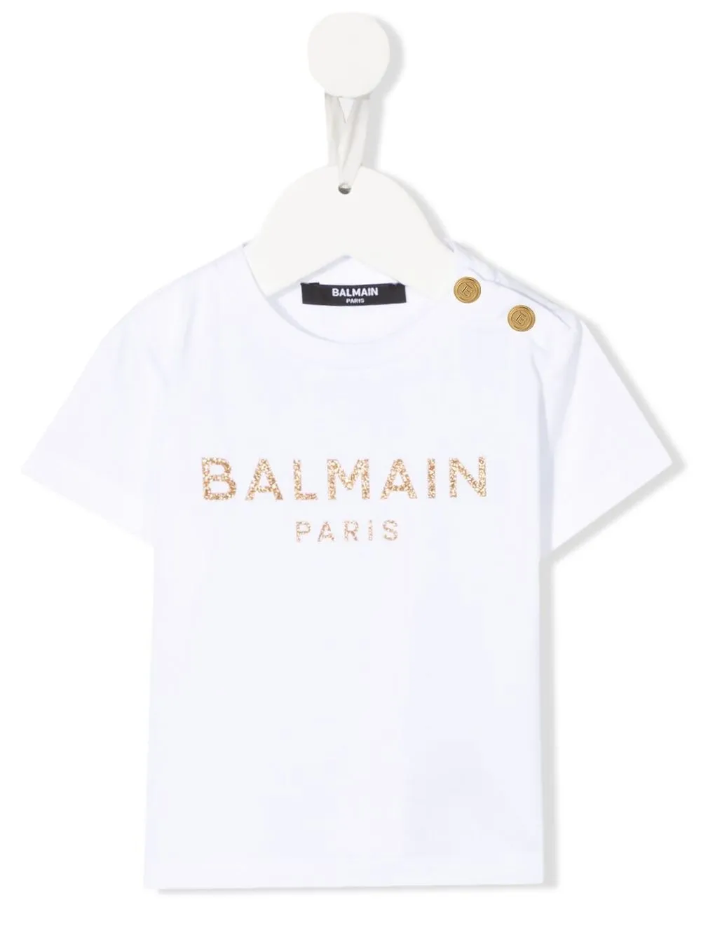 

Balmain Kids playera con logo estampado y glitter - Blanco