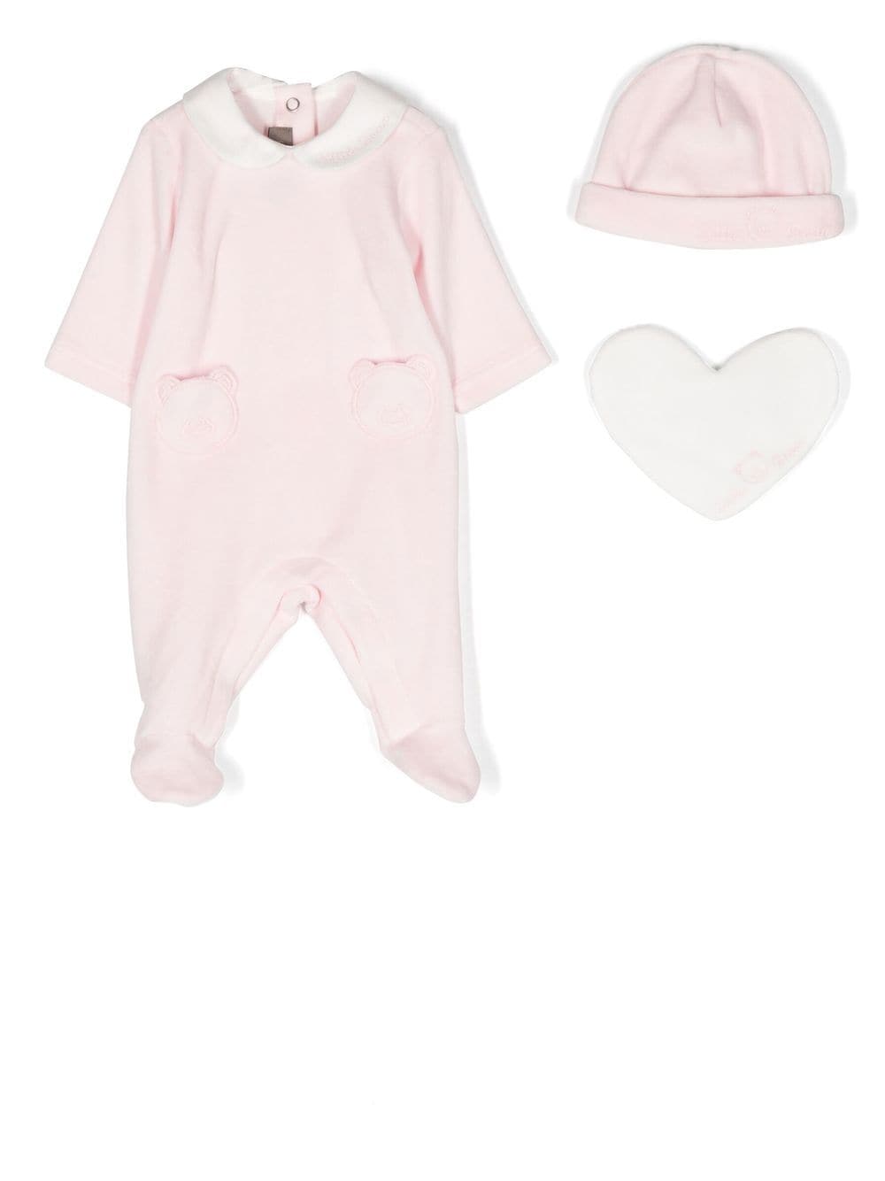 Little Bear Teddy Bear Patch Babygrow Set In Pink