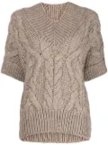 ISABEL MARANT cable-knit short-sleeved top - Brown