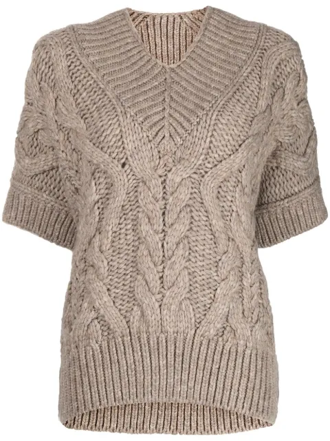 ISABEL MARANT cable-knit short-sleeved top