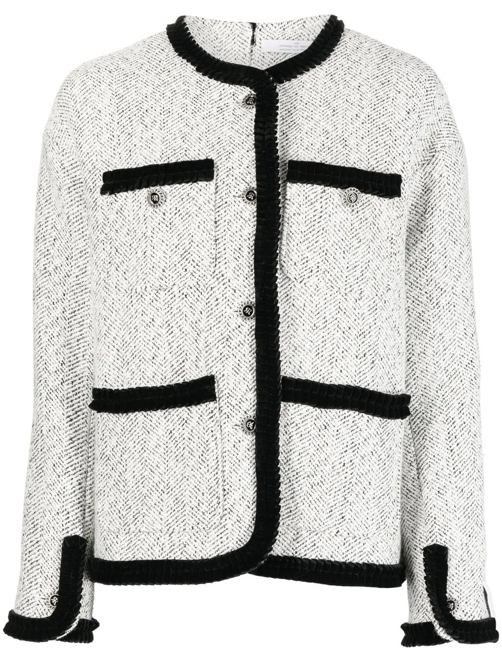 

Rokh herringbone-pattern button-up jacket - White