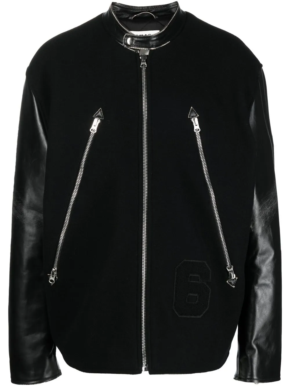 MM6 Maison Margiela leather-panelled Bomber Jacket - Farfetch