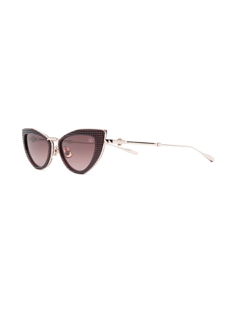 Shop Valentino Rockstud Cat-eye Frame Sunglasses In Gold