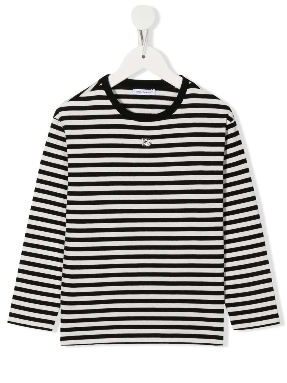 

Dolce & Gabbana Kids playera manga larga con rayas estampadas - Blanco