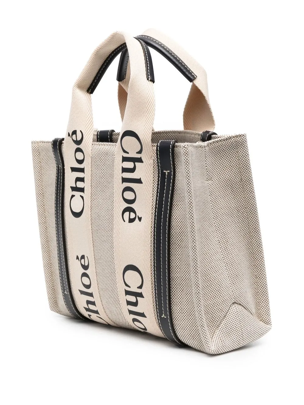 Shop Chloé Woody Logo-print Tote Bag In Neutrals