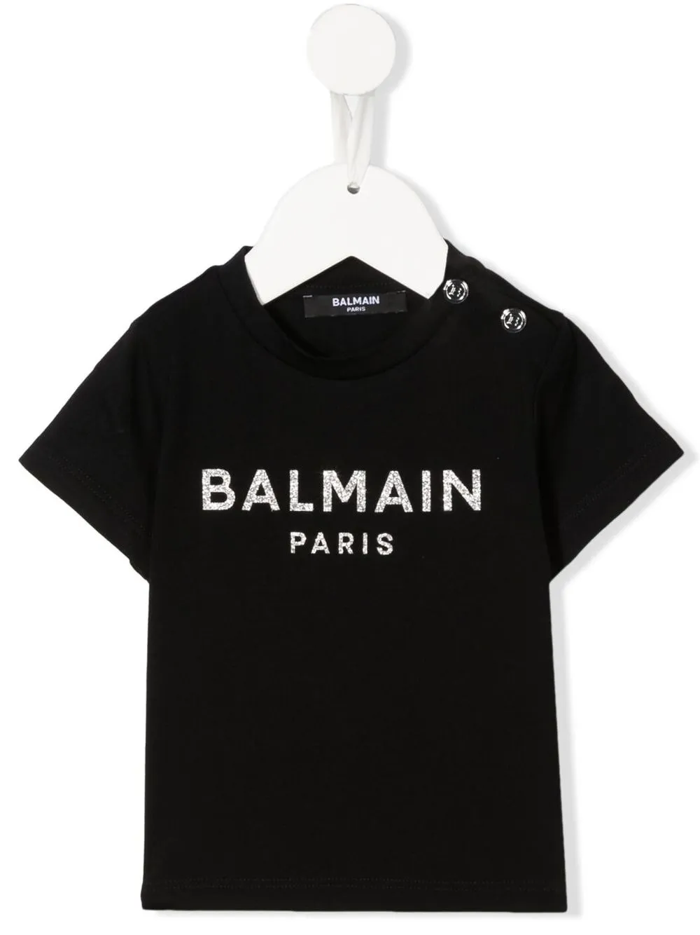 

Balmain Kids playera con logo estampado y glitter - Negro