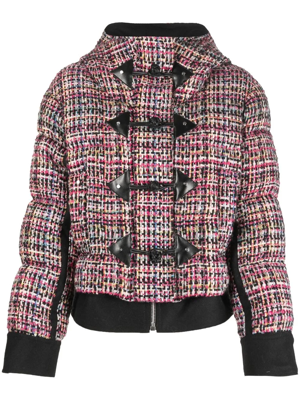 

Ports 1961 tweed-style hooded puffer coat - Pink