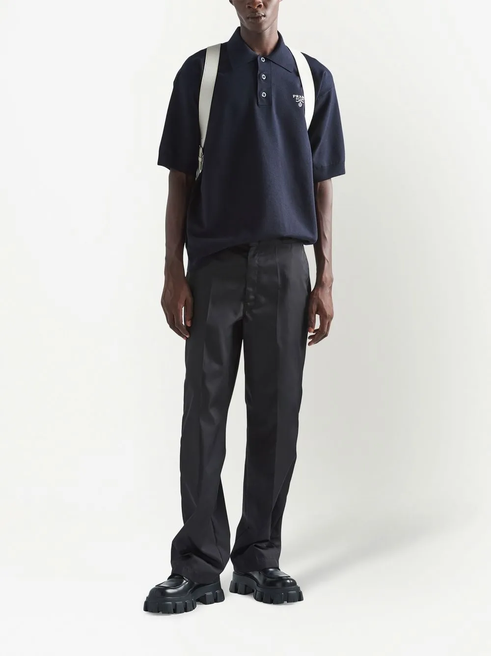 Prada Poloshirt met geborduurd logo - Blauw