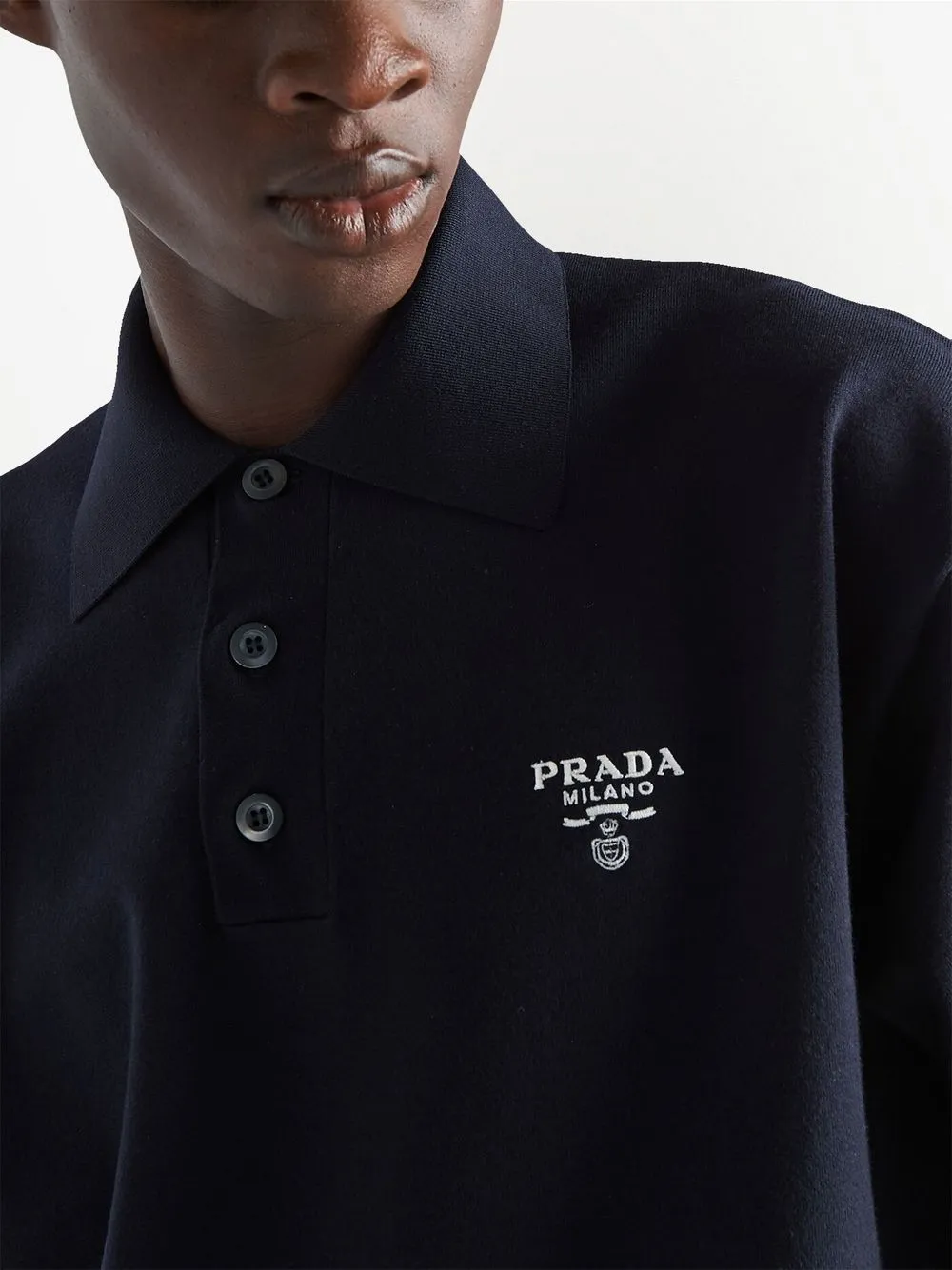 Prada logo-embroidered Cashmere Polo Shirt - Neutrals