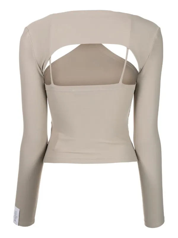 rokh Two Tone Detailed Jersey Top Rokh cut-out Detail long