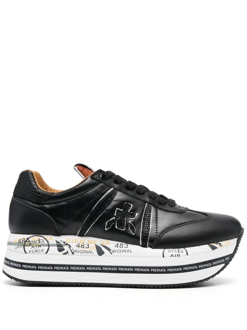 

Premiata tenis con paneles en relieve - Negro