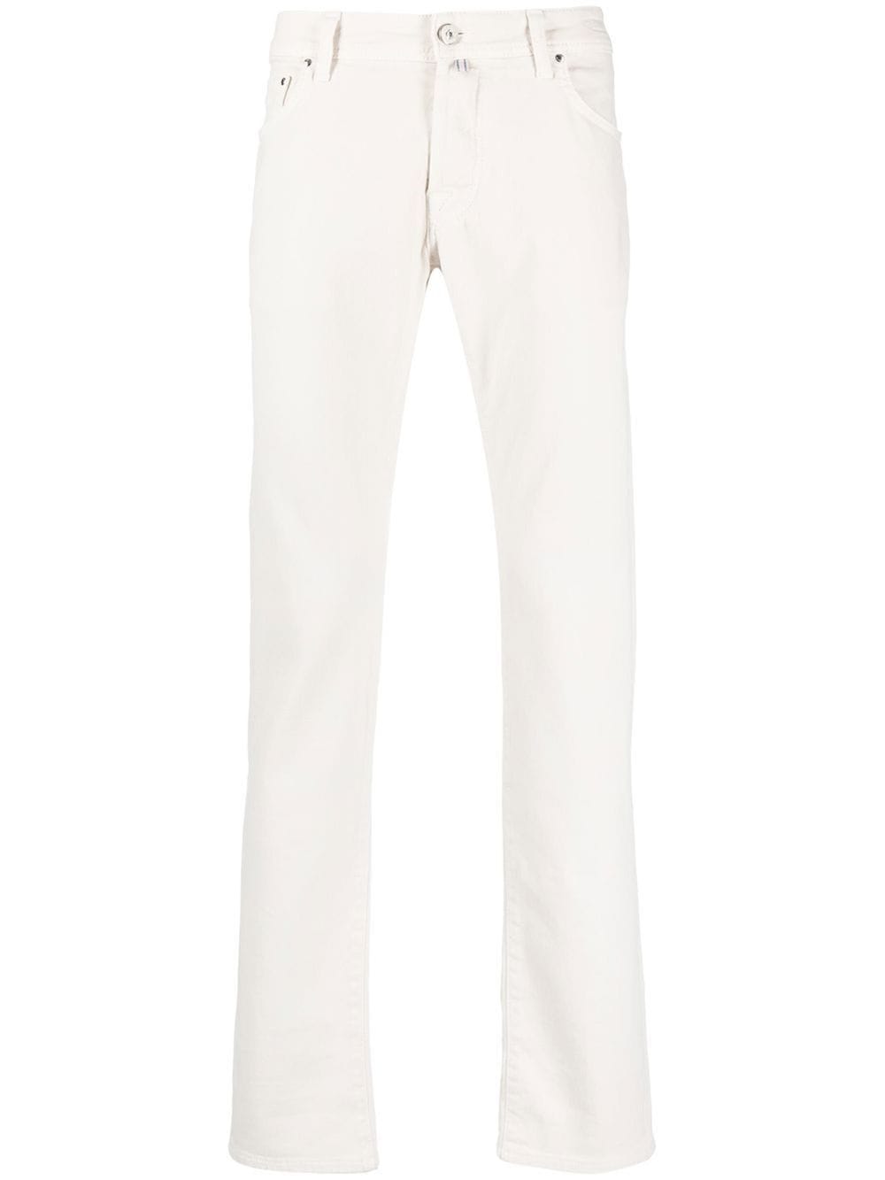 Shop Jacob Cohen Bard Slim-fit Straight Leg Trousers In White