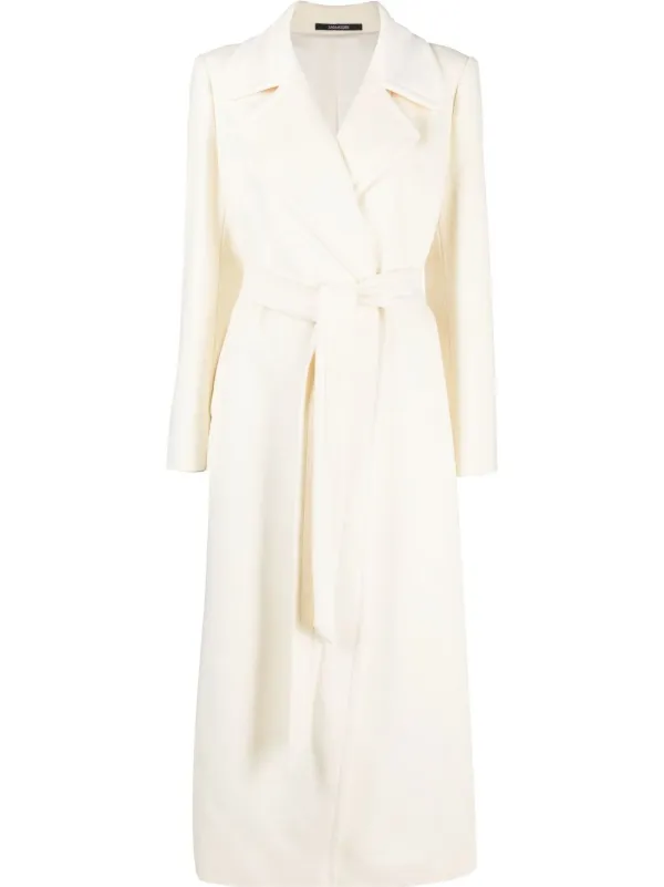 cream belted wool coat