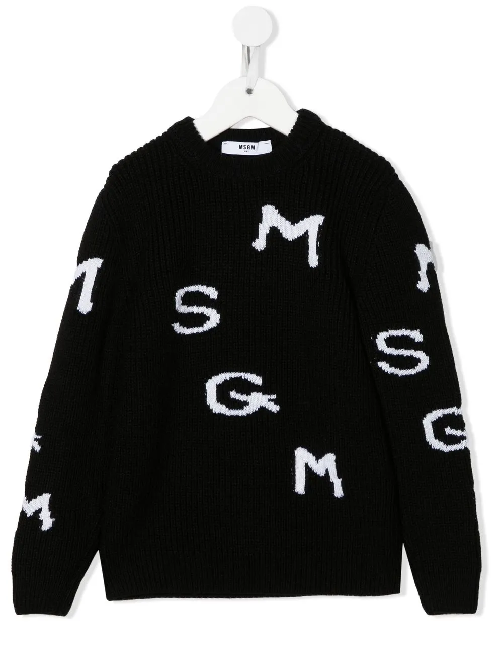 

MSGM Kids suéter tejido grueso con logo - Negro