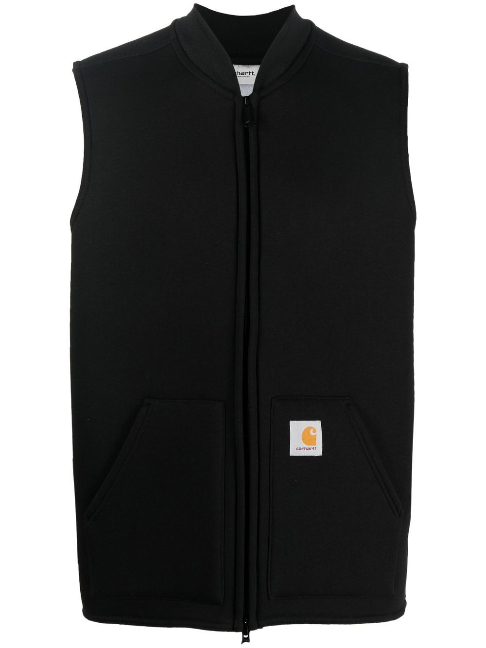 logo-patch zip-up gilet