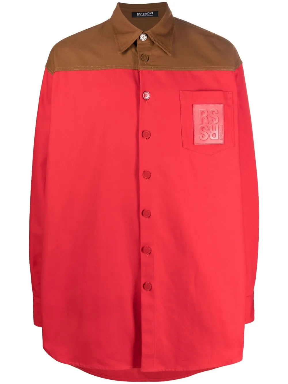 

Raf Simons camisa manga larga con paneles - Rojo