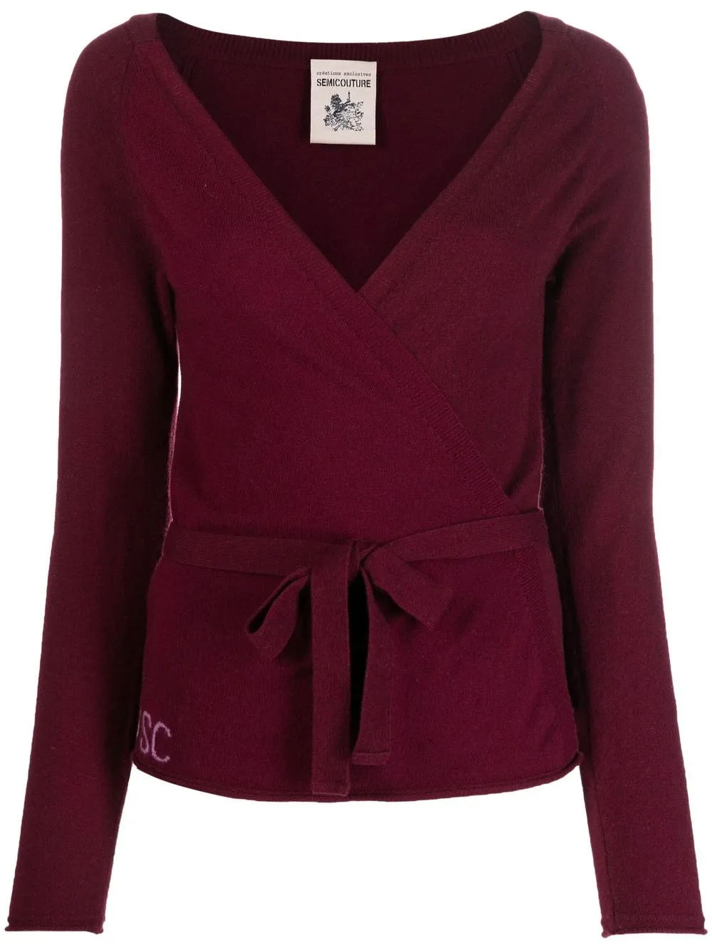 

Semicouture V-neck cashmere wrap top - Red